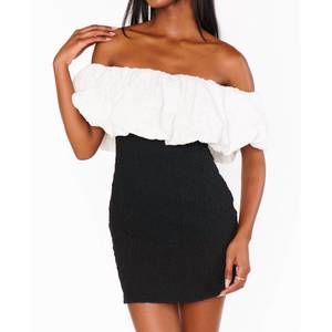 boho mini dress white Rora White Eyelet Smocked Mini Dress - Strapless Drop Waist - Cotton Candy LA